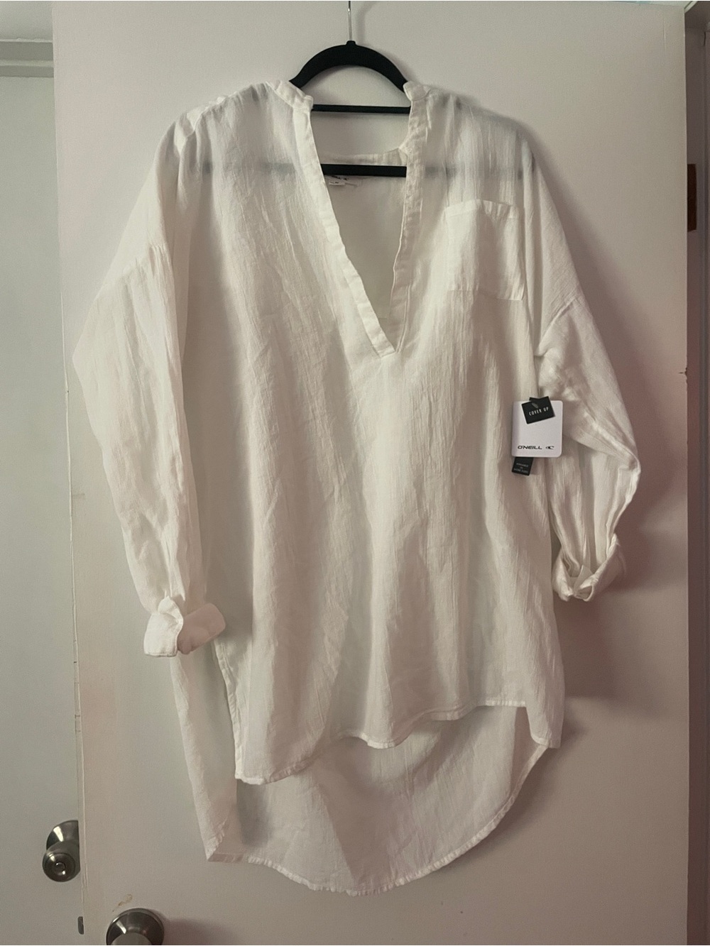 NWT! Relaxed White V-Neck top/cover up